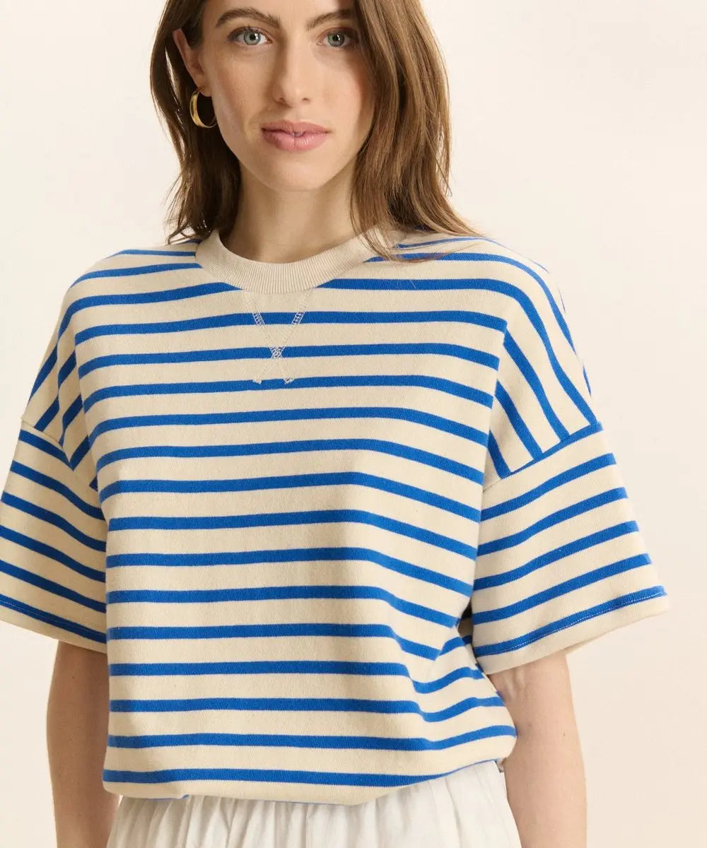 Photo de face du Sweat Chiara Bleu Électrique en coton de la marque Garance