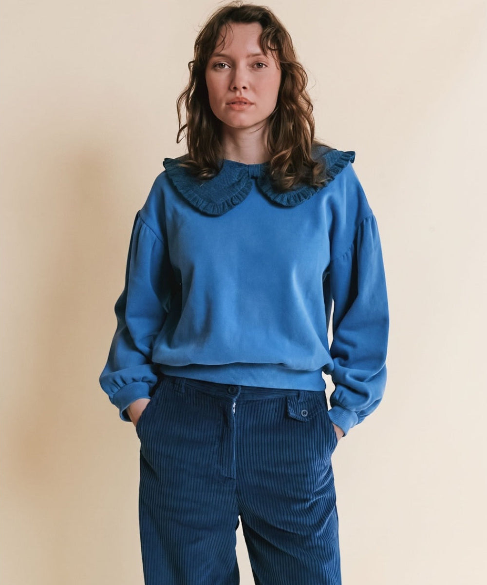 Sweat Grand Col Bleu