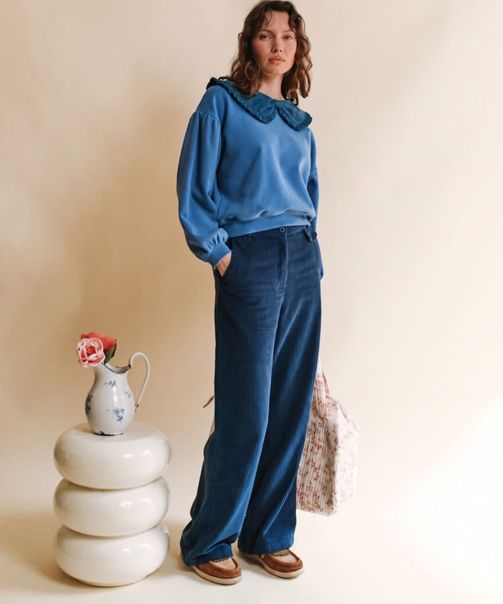 Sweat Grand Col Bleu