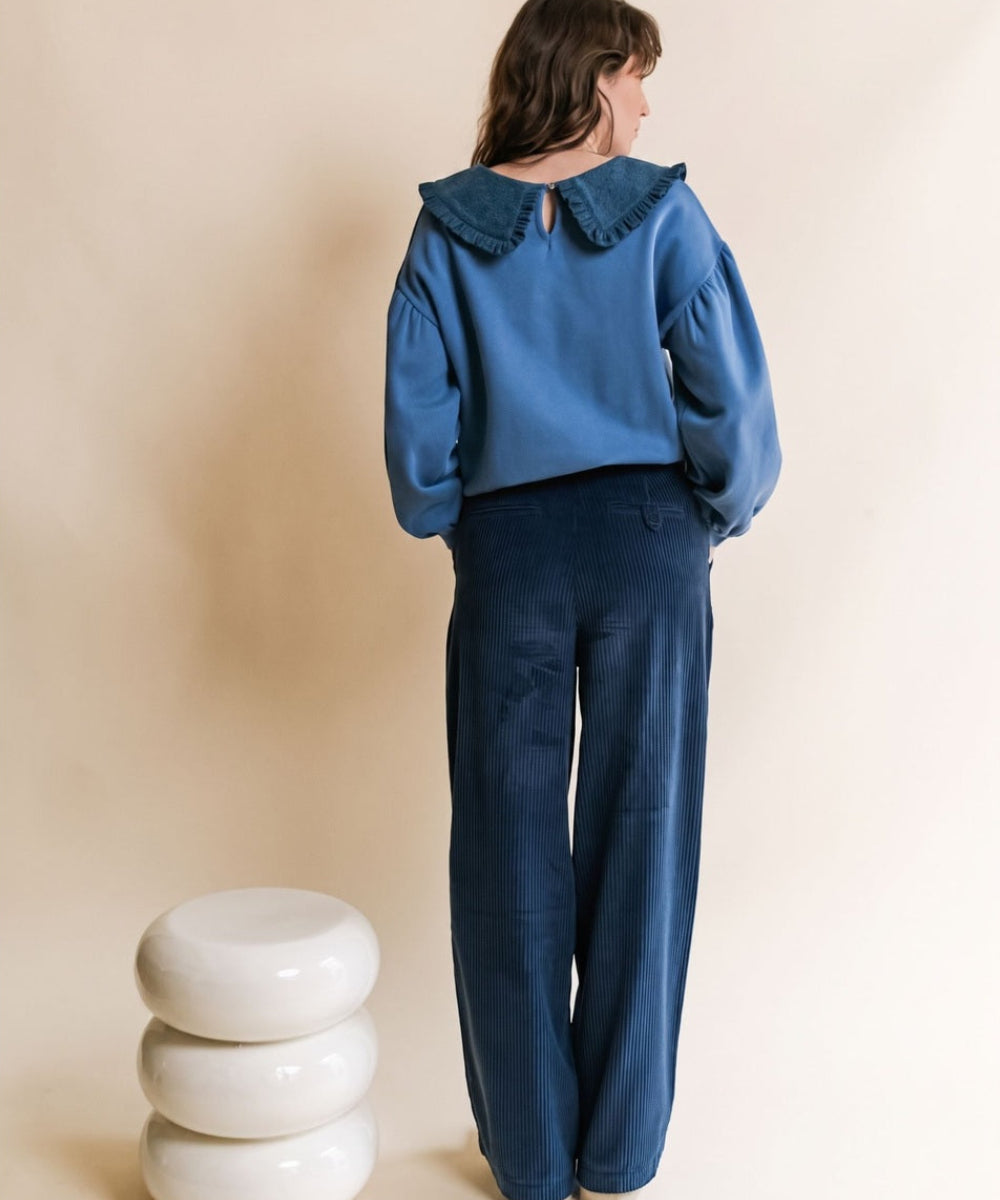 Sweat Grand Col Bleu