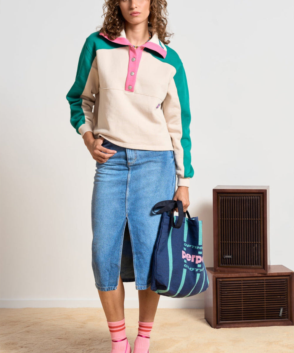 Sweat Justine beige en coton biologique Perpète
