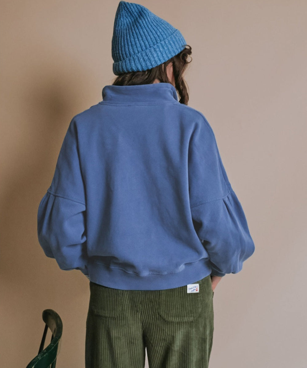 Sweat Polo Boutonné Bleu de la marque Emile et Ida