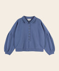 Sweat Polo Boutonné Bleu sur fond blanc de la marque Emile et Ida