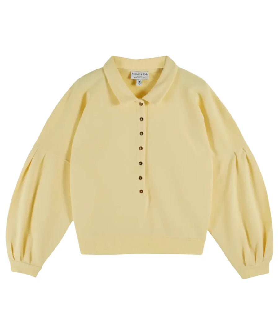 Sweat polo couleur jaune mimosa de la marque française Emile et Ida