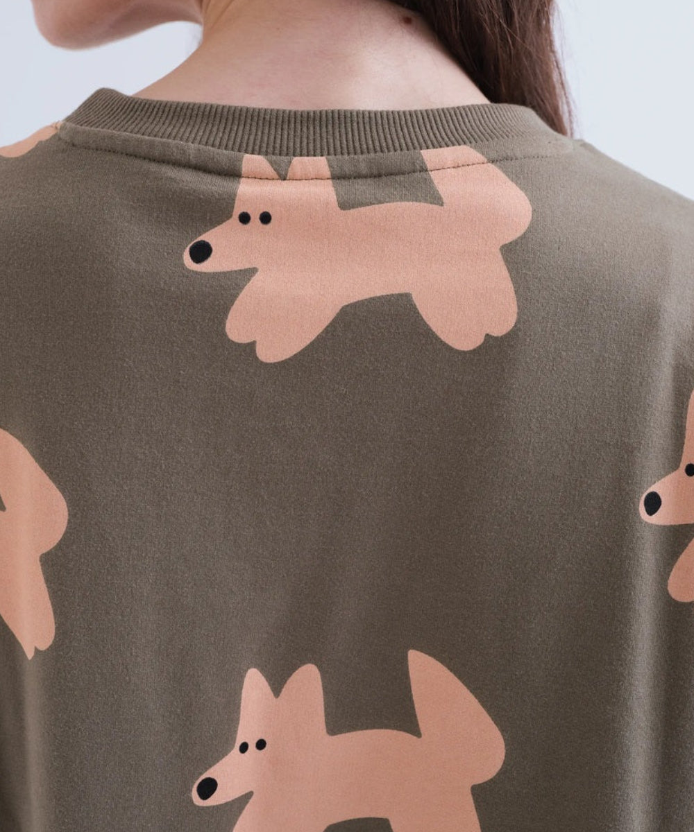 Sweat taupe imprimé renards de Compañía Fantástica
