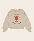 Sweat Tulipe Brodée Beige Clair