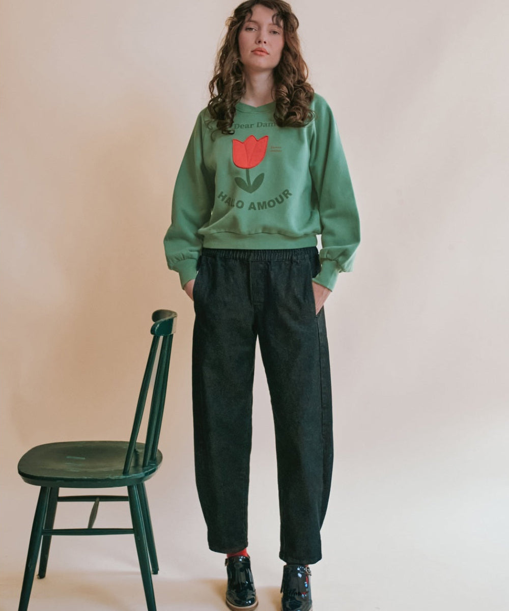 Sweat Tulipe Brodée Vert
