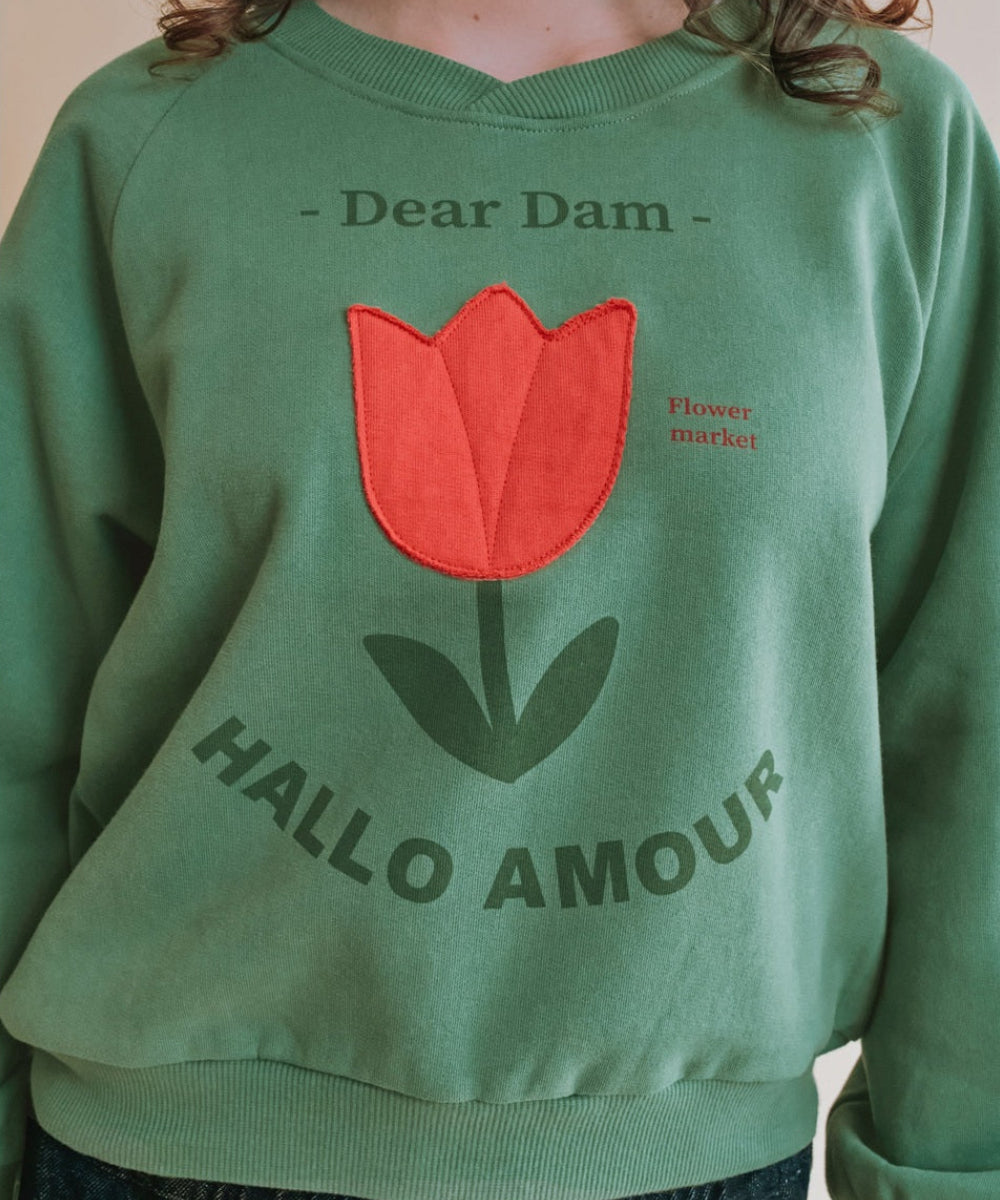 Sweat Tulipe Brodée Vert