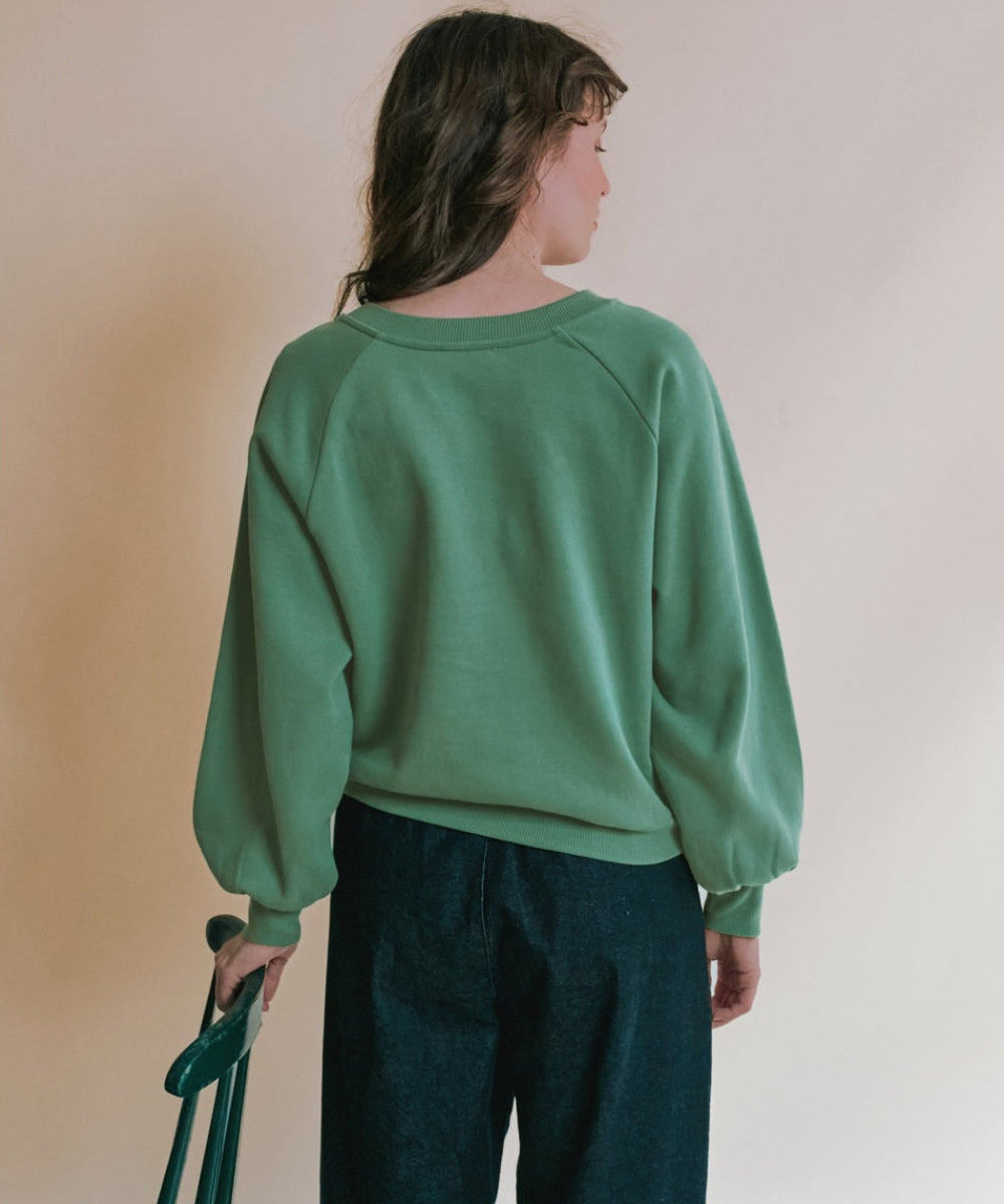 Sweat Tulipe Brodée Vert