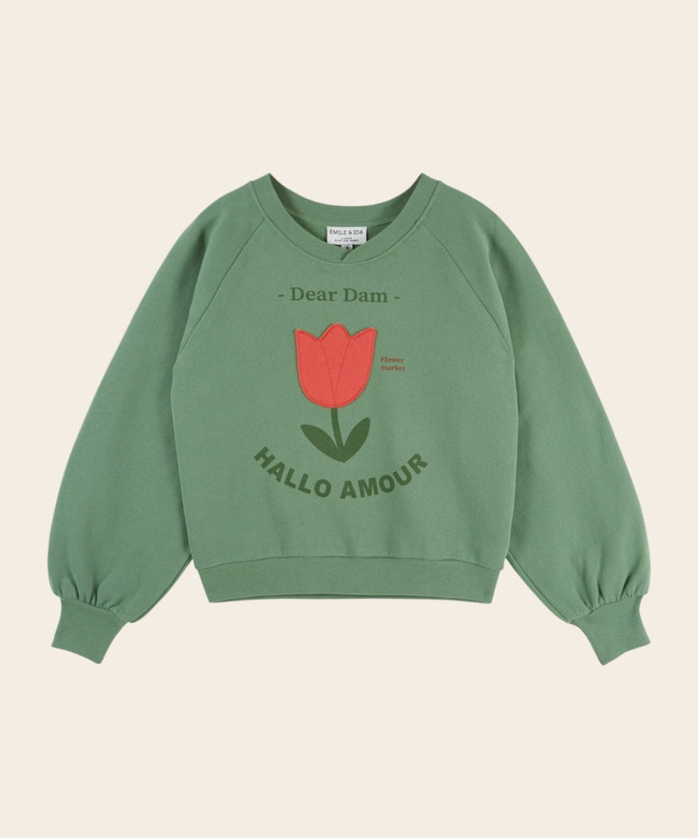 Sweat Tulipe Brodée Vert