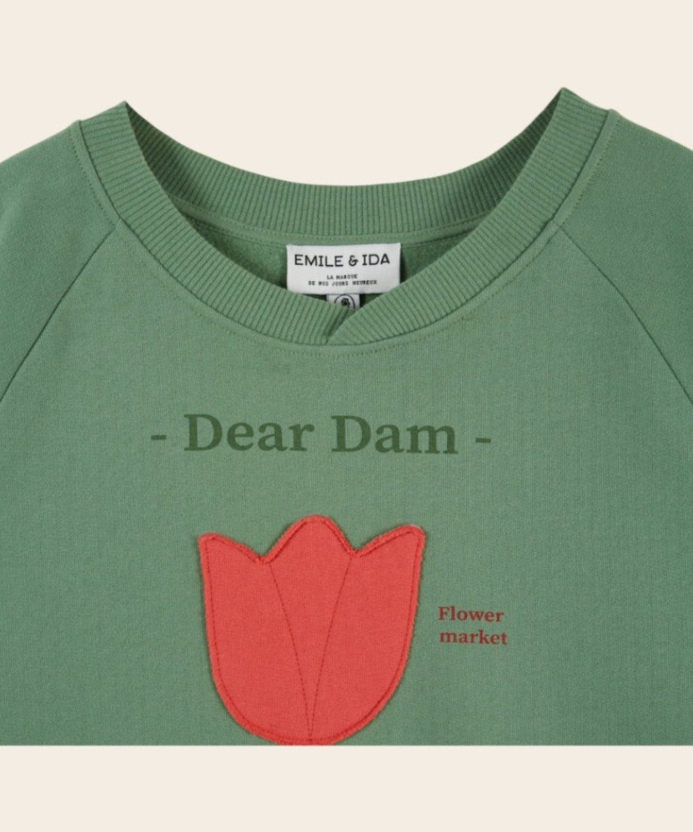 Sweat Tulipe Brodée Vert