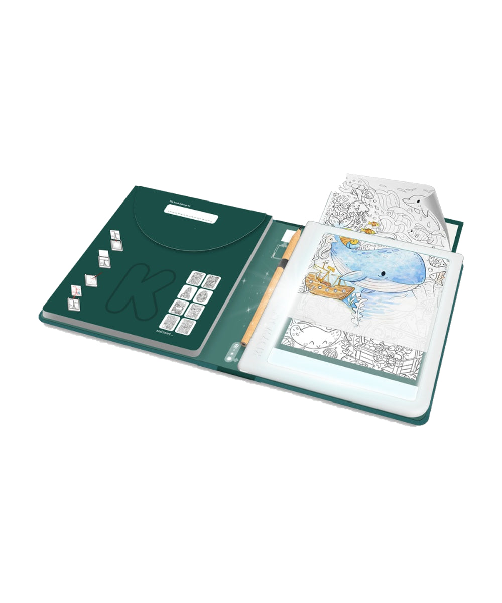 K-Draw-Pad Méli-mélo ouverte avec sa tablette et ses modèles