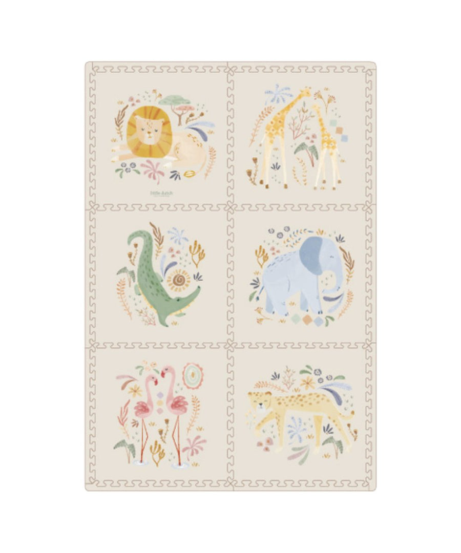 Tapis puzzle XL Safari Friends Little Dutch assemblé sur fond blanc