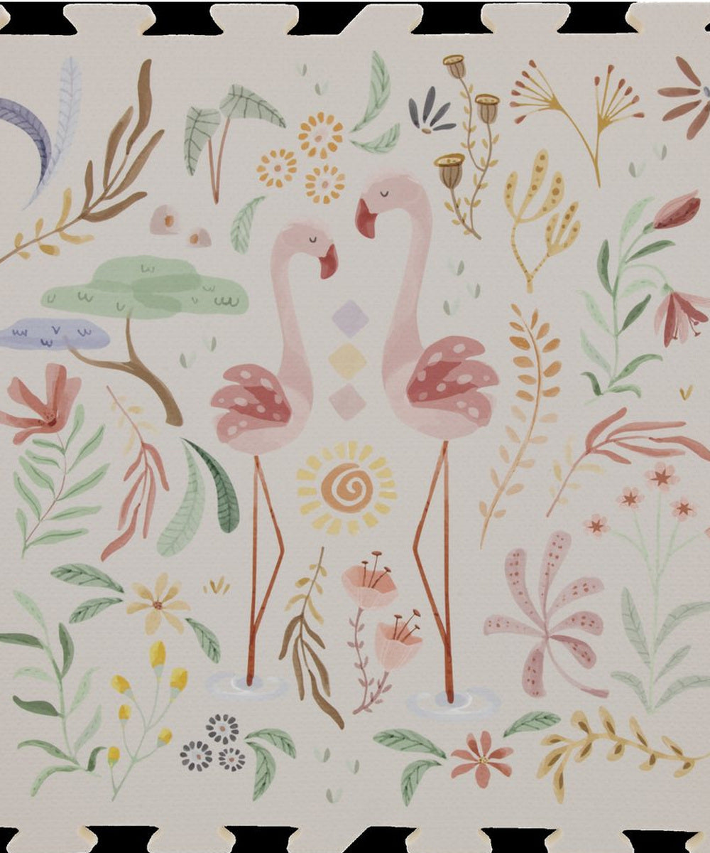 Dalle de tapis puzzle Safari Friends avec flamants roses et végétation