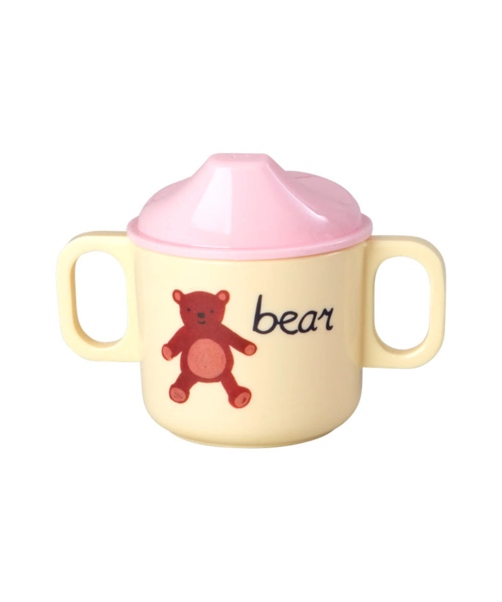 Tasse d'apprentissage à deux anses ABC rose - 250 ml de Rice sur fond blanc