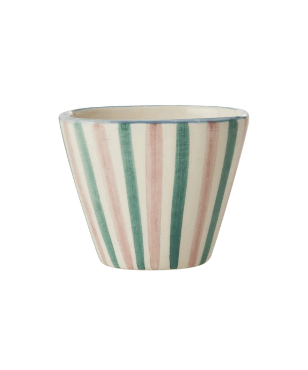 Tasse expresso ovale en céramique et avec des Rayures peintes à la main par la marque Rice