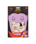Planches de tatouages éphémres Halloween phosphorescents de Legami qui brillent dans le noir.