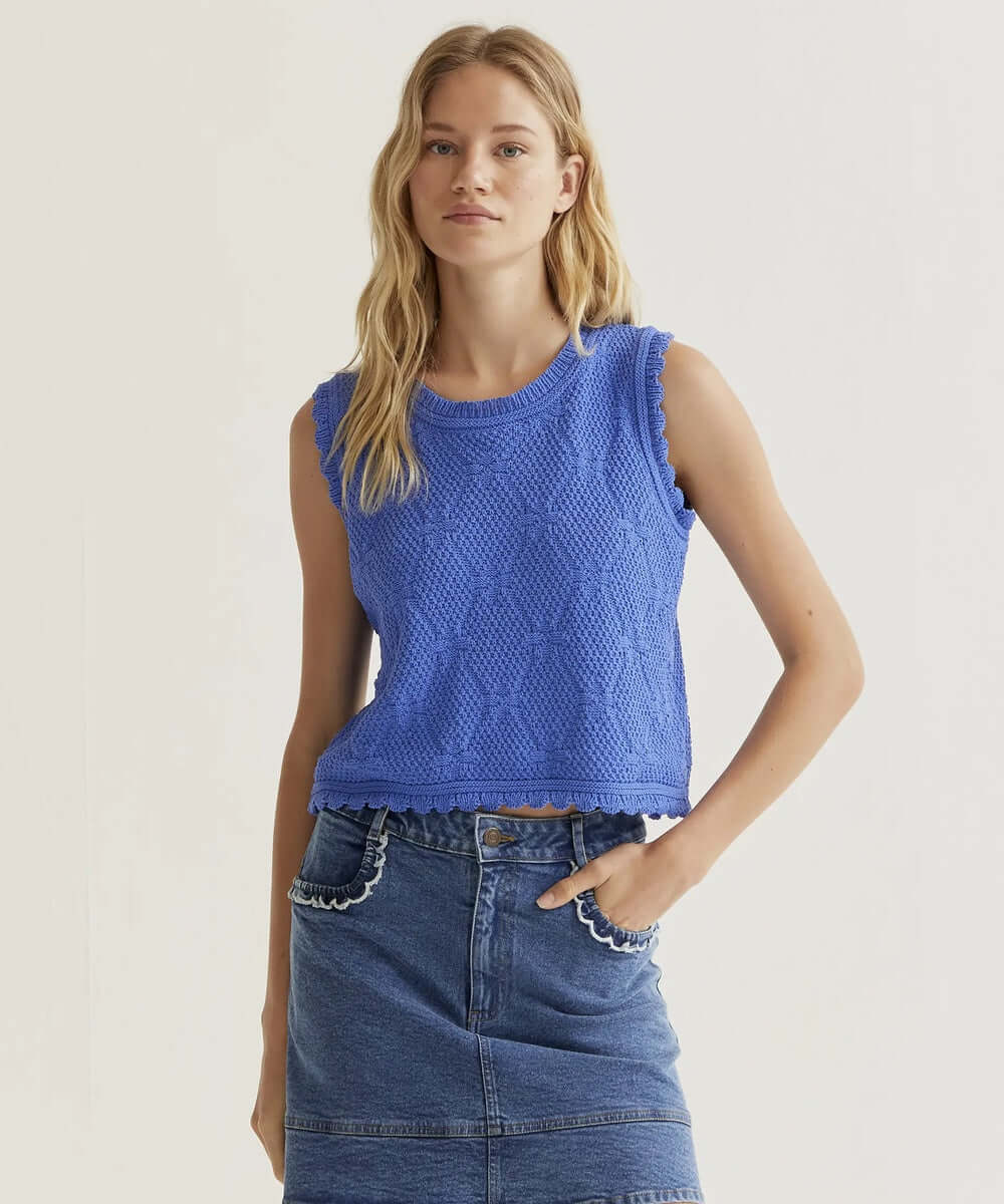 Top brodé chainette bleu de Compañía Fantástica