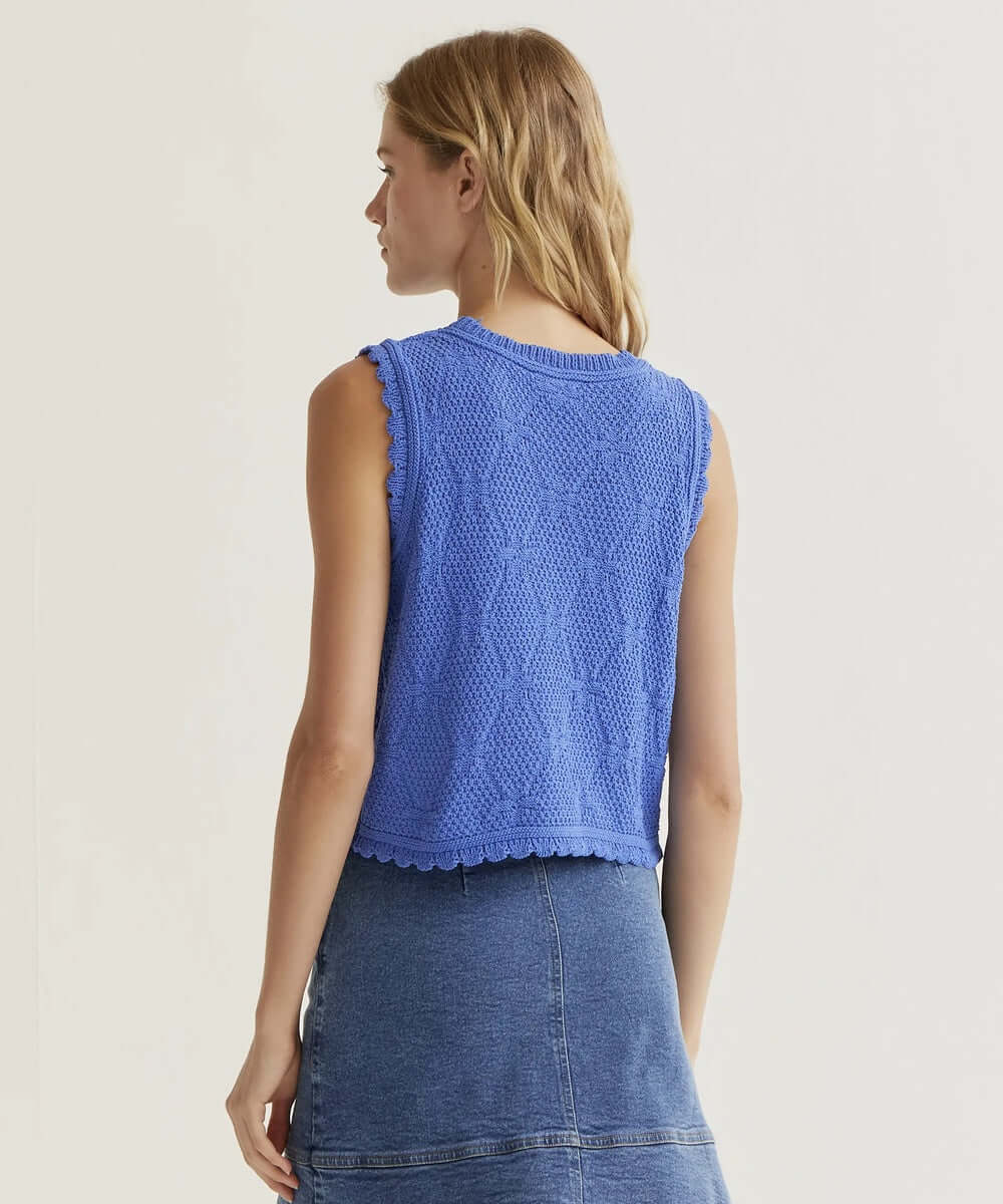 Top brodé chainette bleu de Compañía Fantástica