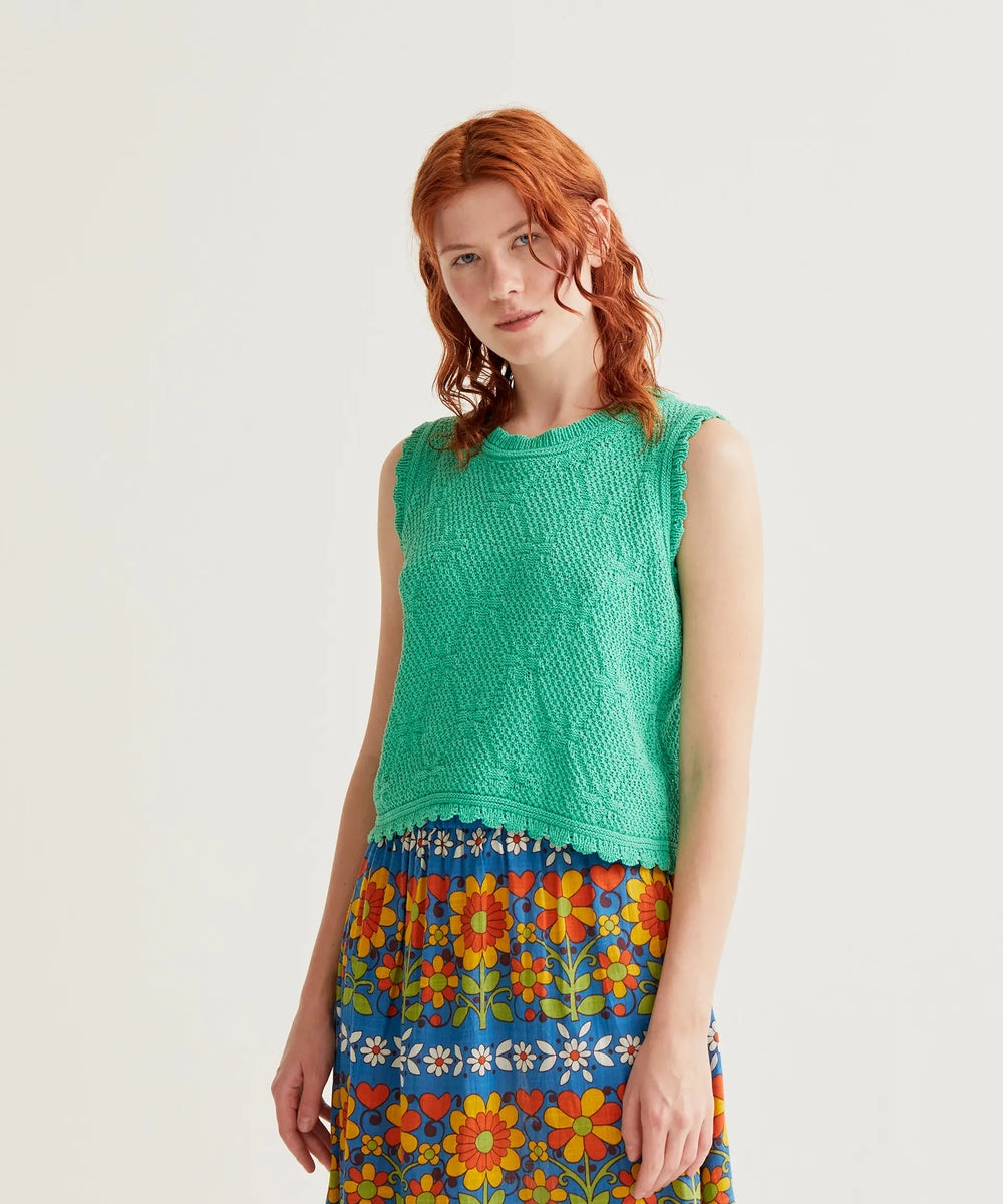 Top brodé chainette vert de Compañía Fantástica