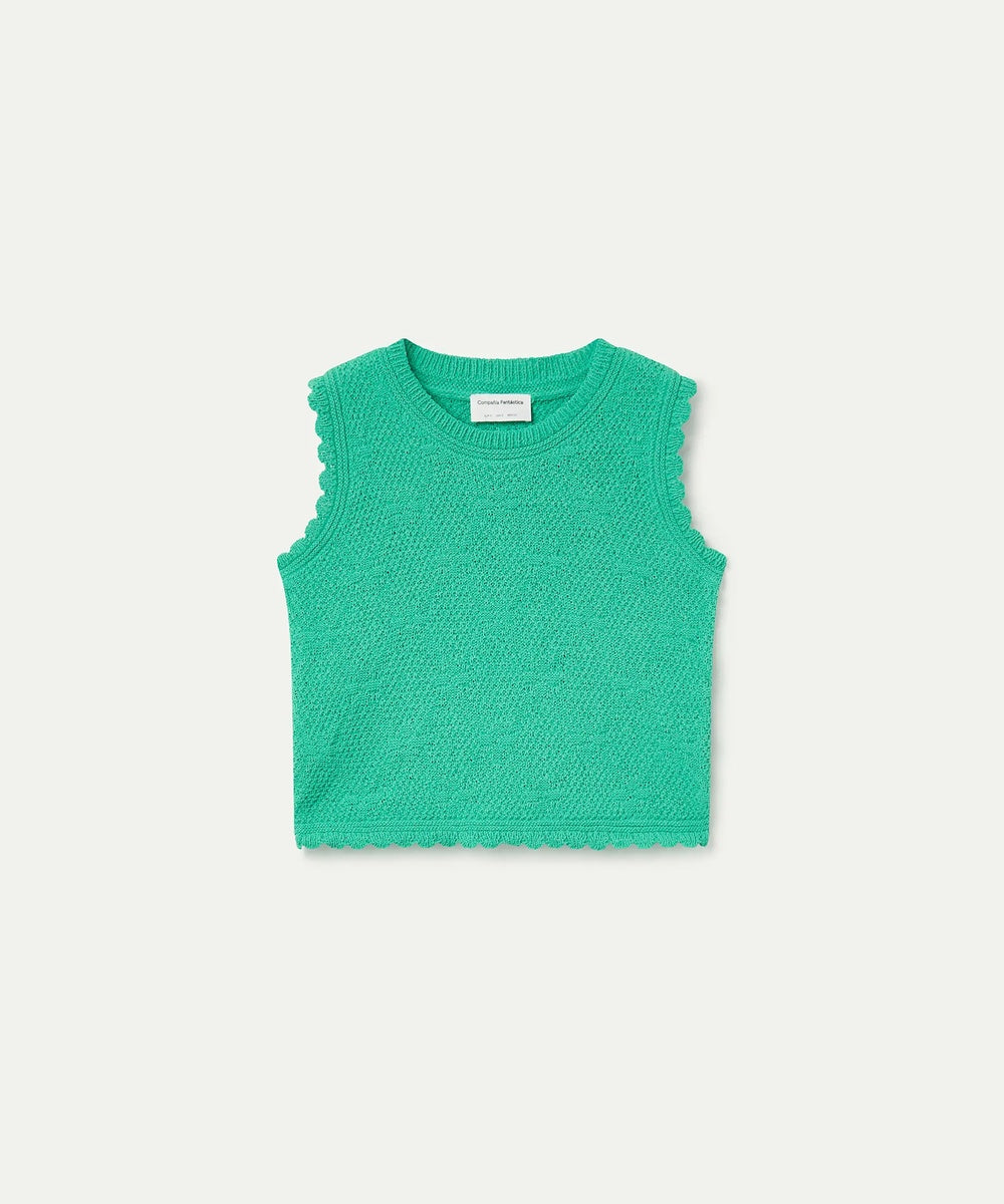 Top brodé chainette vert de Compañía Fantástica