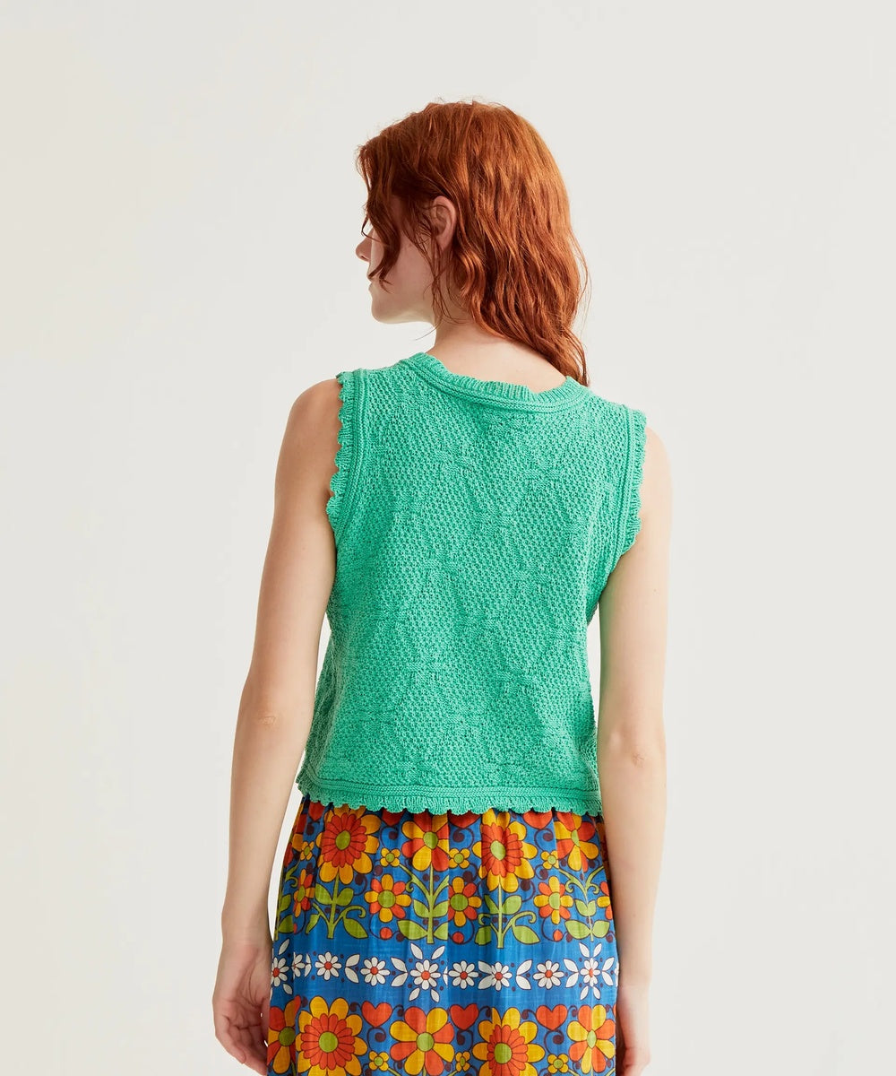 Top brodé chainette vert de Compañía Fantástica