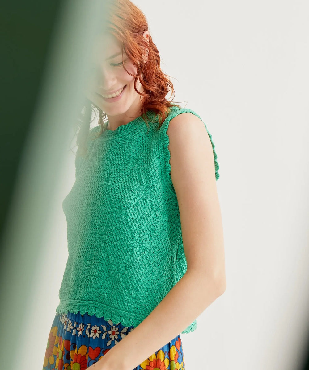 Top brodé chainette vert de Compañía Fantástica