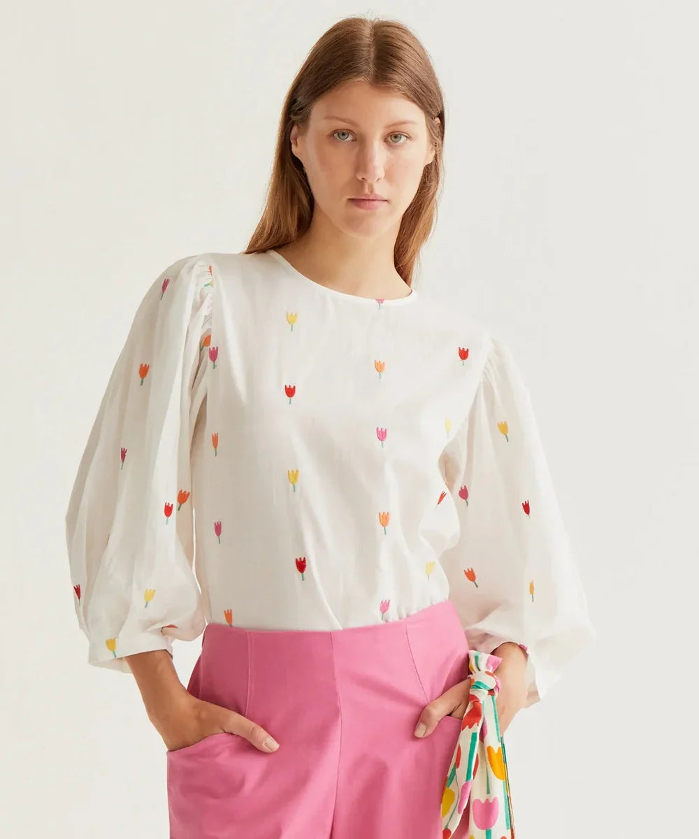 Top coton imprimé Multi Tulip de Compañía Fantástica