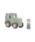 Tracteur en bois - Vert Little Dutch vu de face sur fond blanc