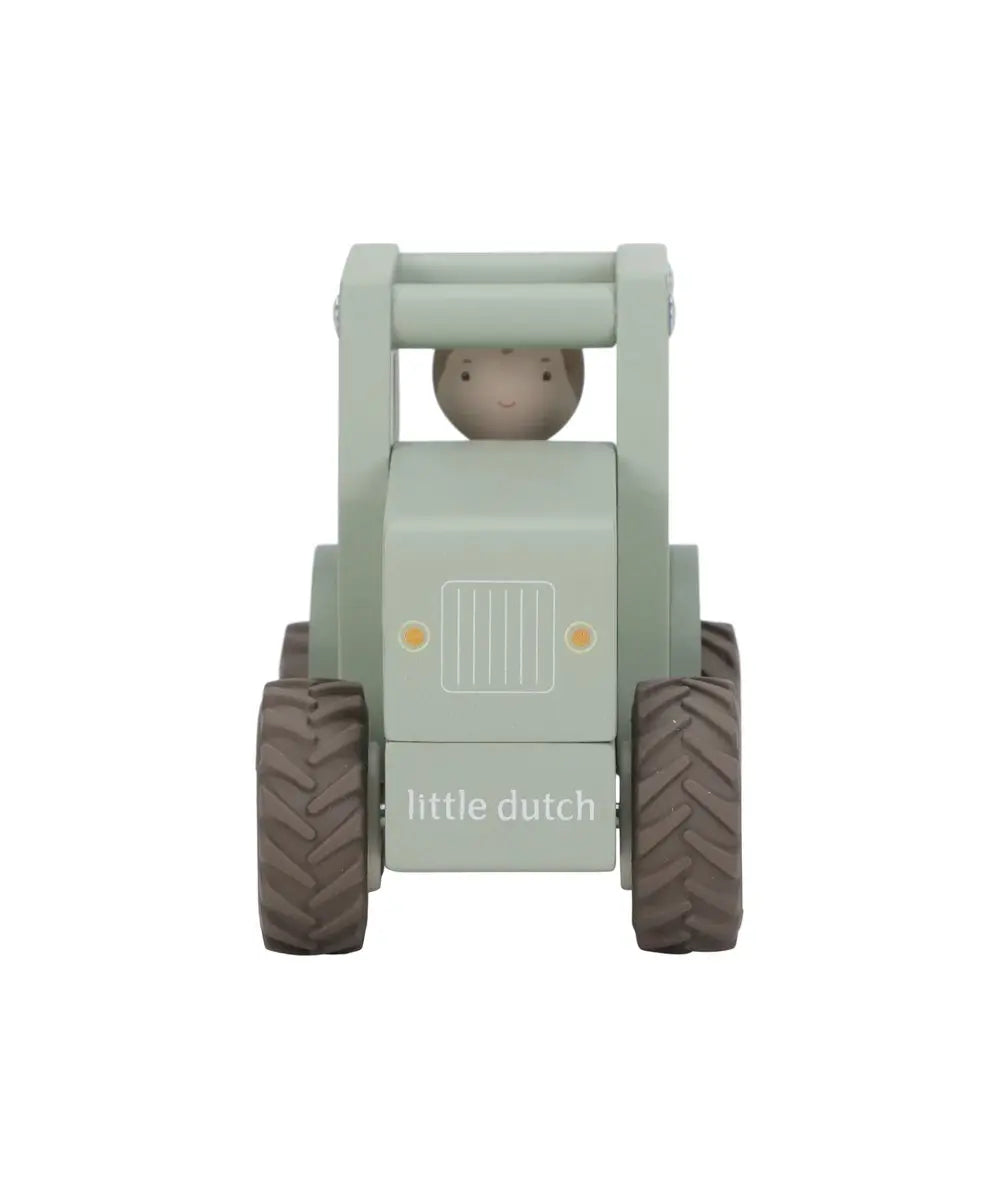 Tracteur en bois - Vert Little Dutch détail produit sur fond blanc