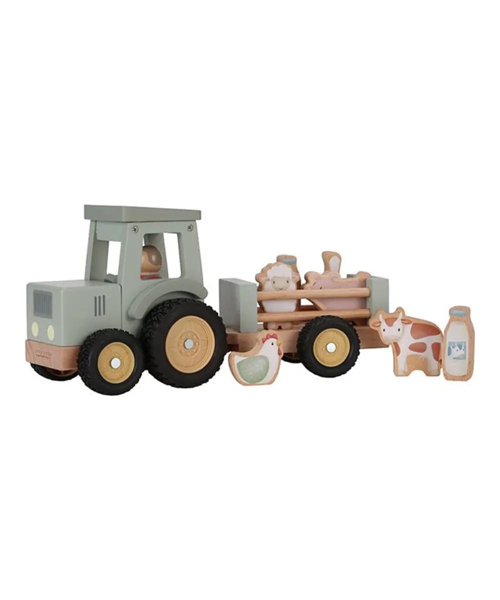Tracteur en bois certifié FSC de la marque pour enfants, Little Dutch