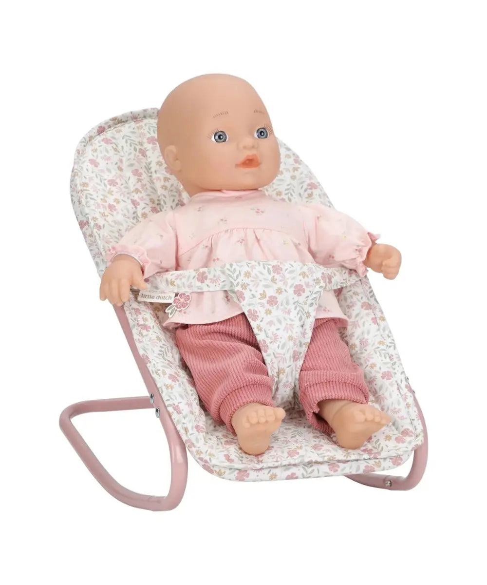 Transat pour poupee en metal et tissu motif fleuri soft flowers little dutch.