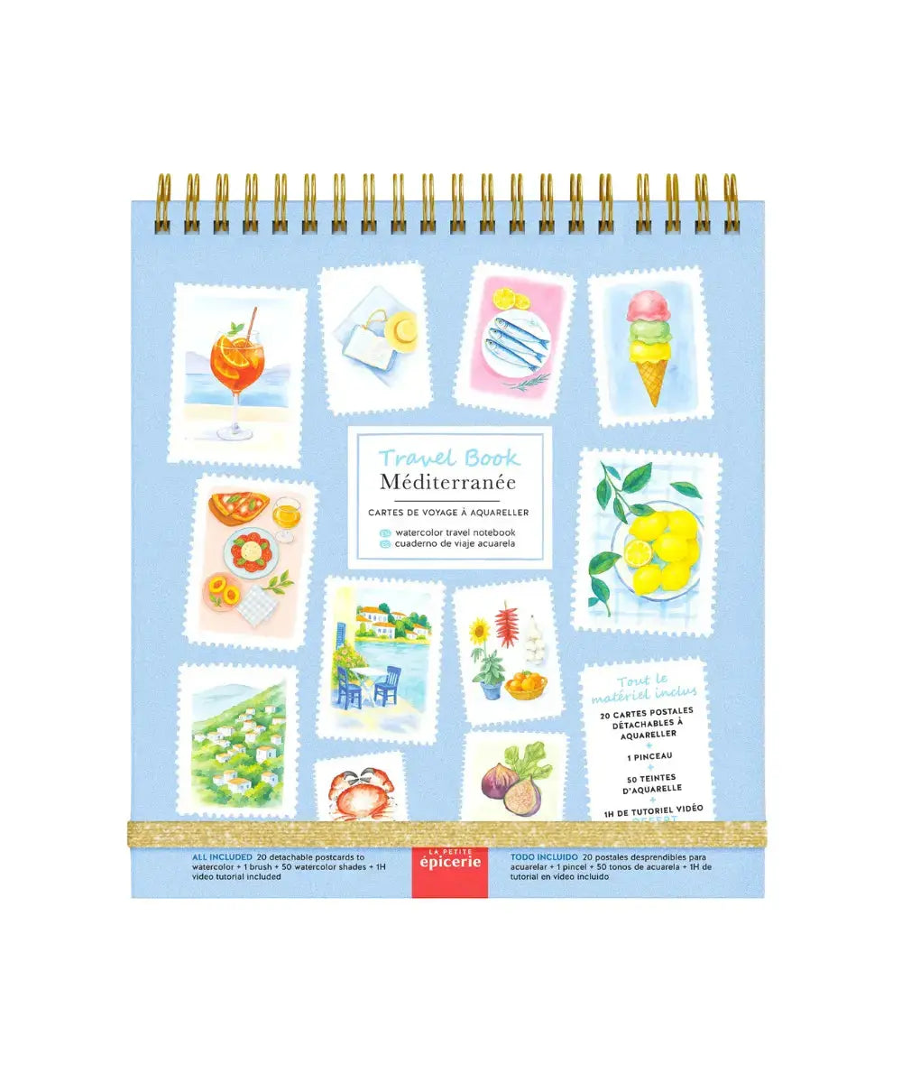 Carnet d'aquarelle Travel Book Méditerranée de la marque La Petite Epicerie sur un fond blanc