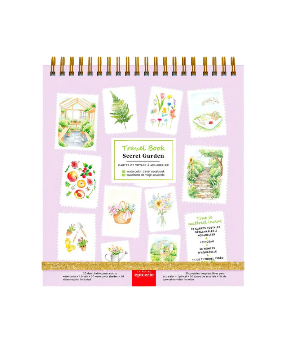 Carnet d'aquarelle Travel Book Secret Garden de La Petite Épicerie, couverture illustrée sur fond blanc