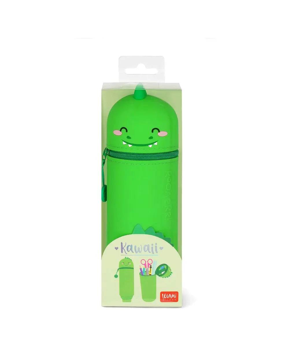 Vue produit de Trousse 2 en 1 en Silicone Dino « Roooarr » de Legami sur fond clair