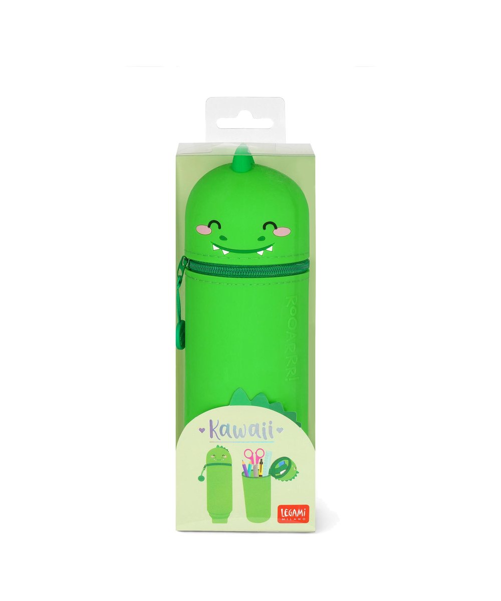 Vue produit de Trousse 2 en 1 en Silicone Dino « Roooarr » de Legami sur fond clair