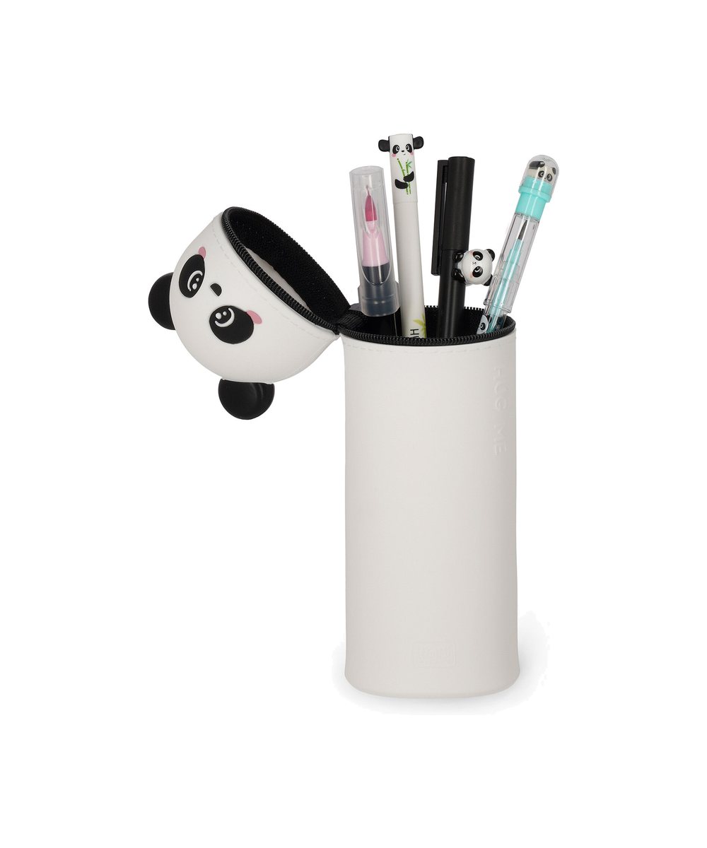 Vue produit de Trousse 2 en 1 en Silicone Panda « Hug Me » de Legami sur fond clair