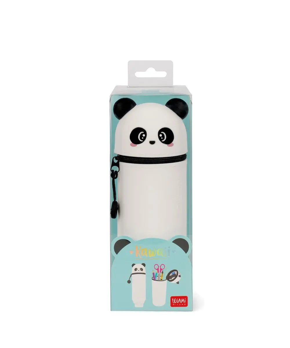 Vue produit de Trousse 2 en 1 en Silicone Panda « Hug Me » de Legami sur fond clair