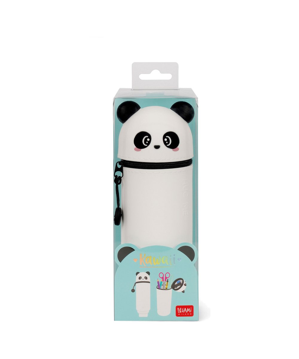 Vue produit de Trousse 2 en 1 en Silicone Panda « Hug Me » de Legami sur fond clair