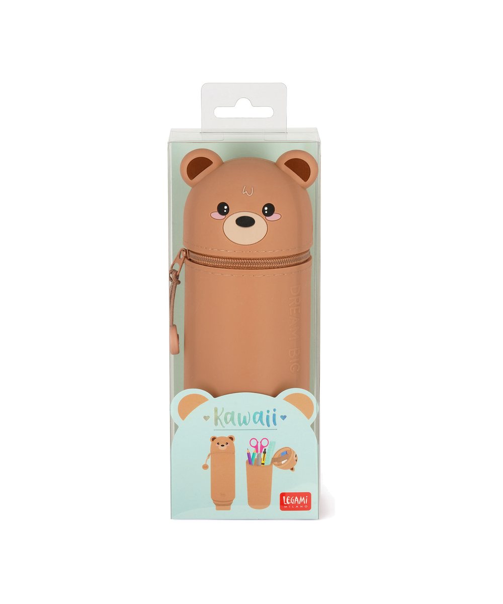 Vue produit de Trousse 2 en 1 en Silicone Teddy Bear « Dream Big » de Legami sur fond clair
