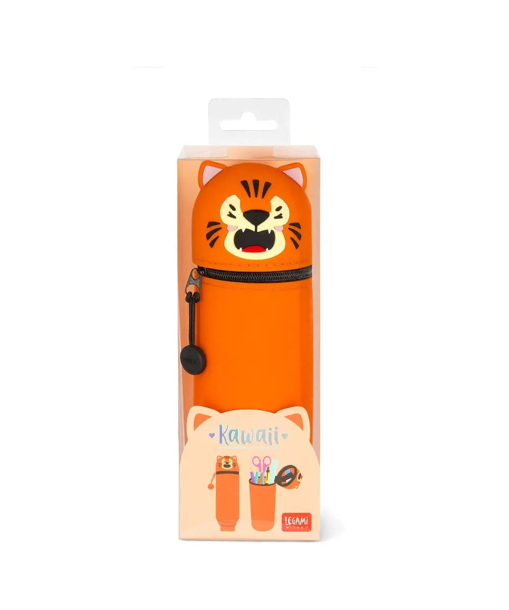 Vue produit de Trousse 2 en 1 en Silicone Tiger « Grrreat Adventures » de Legami sur fond clair