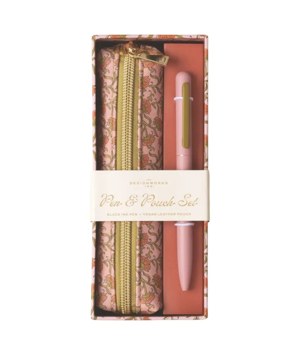 Set Trousse et Stylo Floral de la marque Designworks sur fond blanc