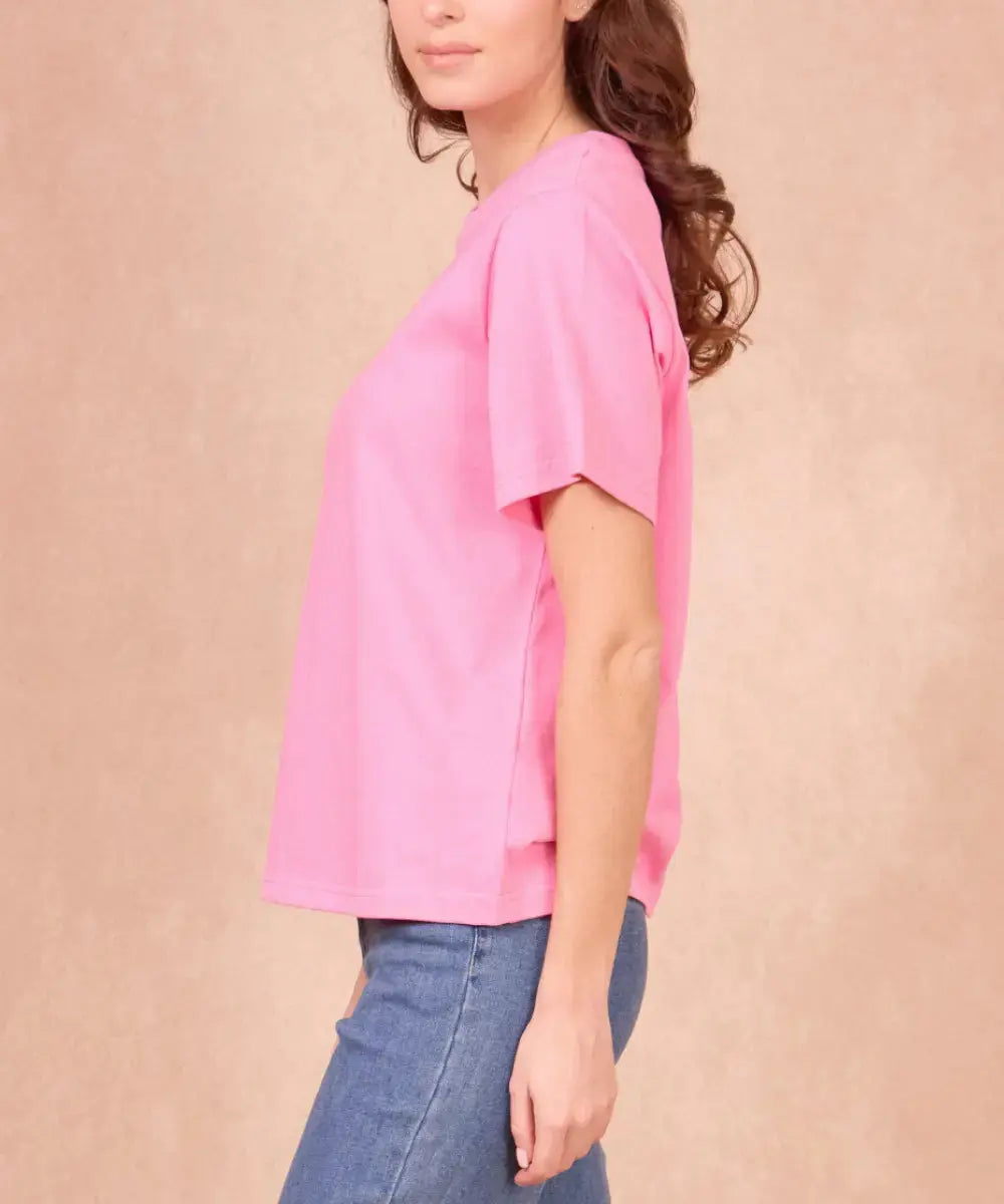 Vue du profil du T-Shirt Sacha Rose de la marque Calie Paris