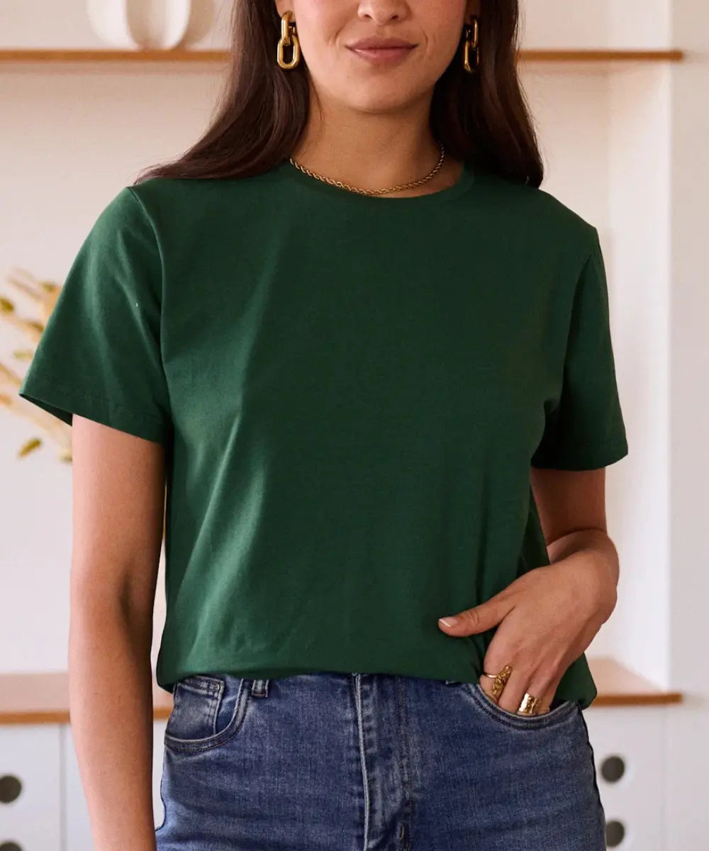 T-shirt Alba vert Sunday Club en coton doux