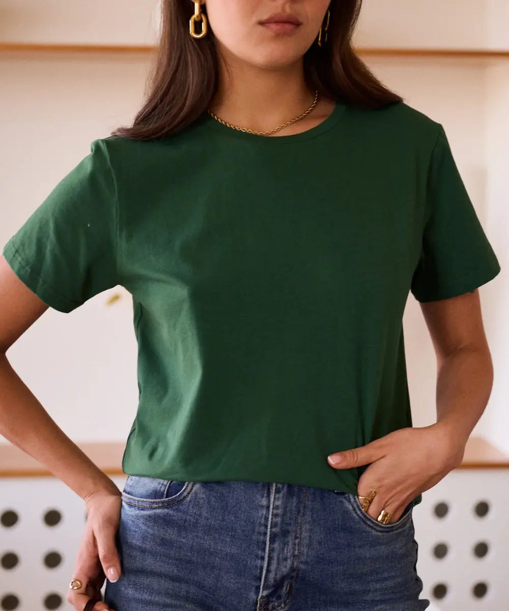 T-shirt Alba vert Sunday Club en coton doux