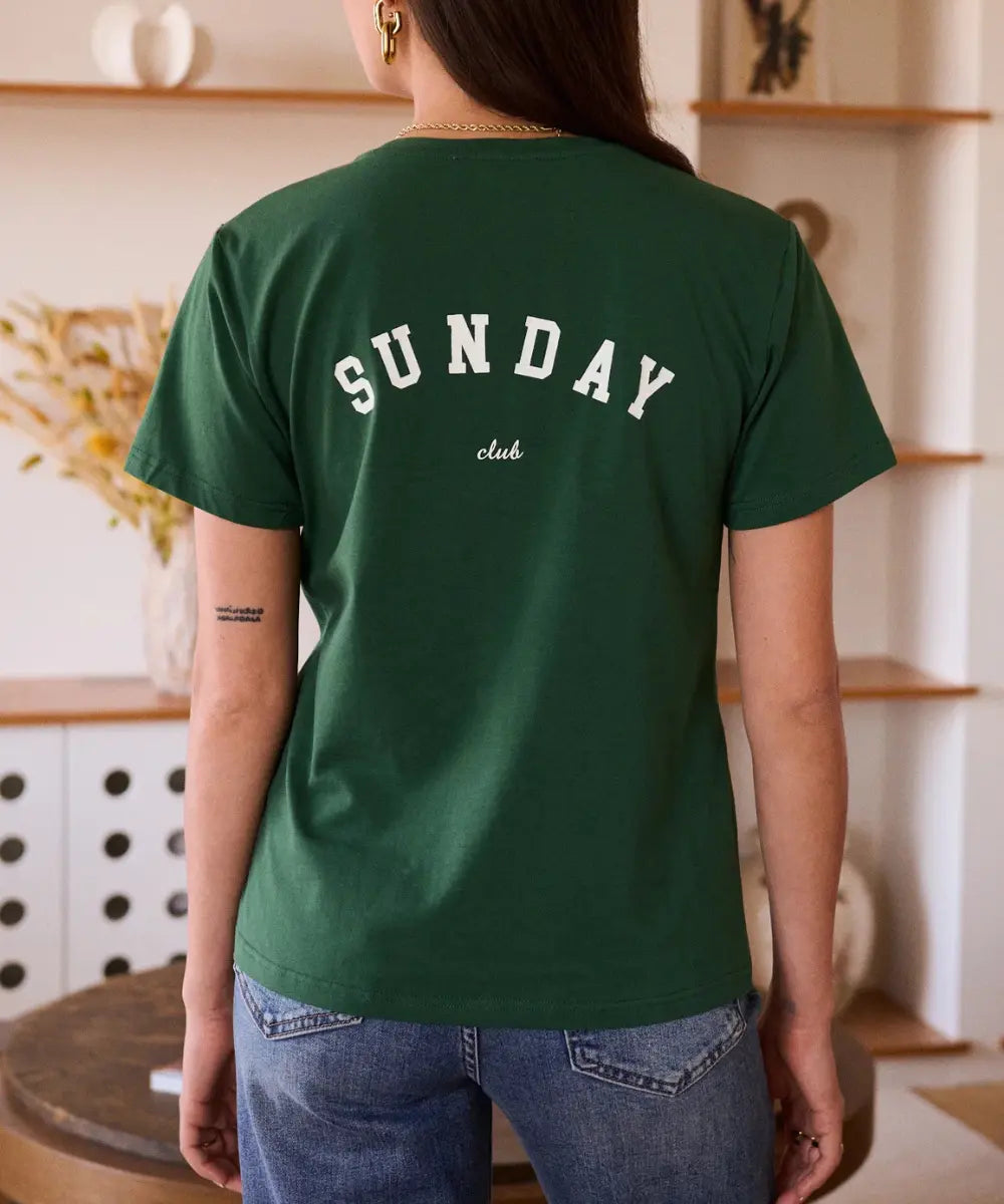 T-shirt Alba vert Sunday Club en coton doux