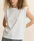 T-shirt sans manches femme blanc en coton Vivi Garance Paris.