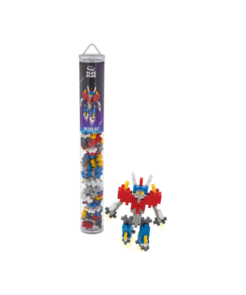 Tube Robot Mecha Bot - 100 pièces de Plus-Plus, sur fond blanc