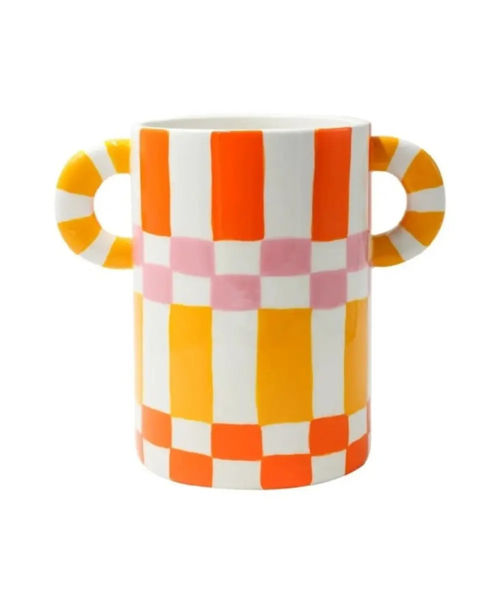 Vase en céramique coloré fait main avec motifs graphiques espagnols Ricardo de la marque Qué Rico.