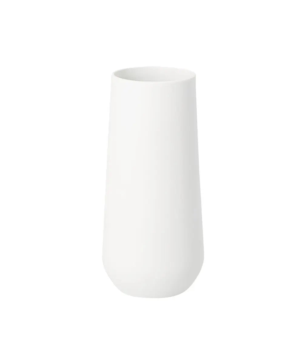 Petite vase en porcelaine blanche mate de rader avec motif feuille doree.